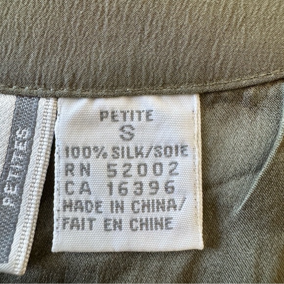 Liz Claiborne 100% Silk Vest Olive Green Marked Size S But Easily Fits Size M - Picture 4 of 6